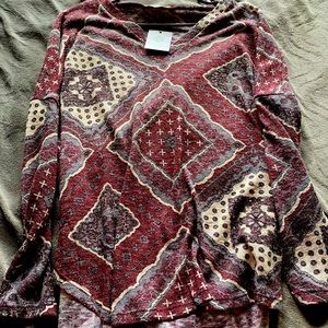 BOHOBLU long sleeved burgundy boho top